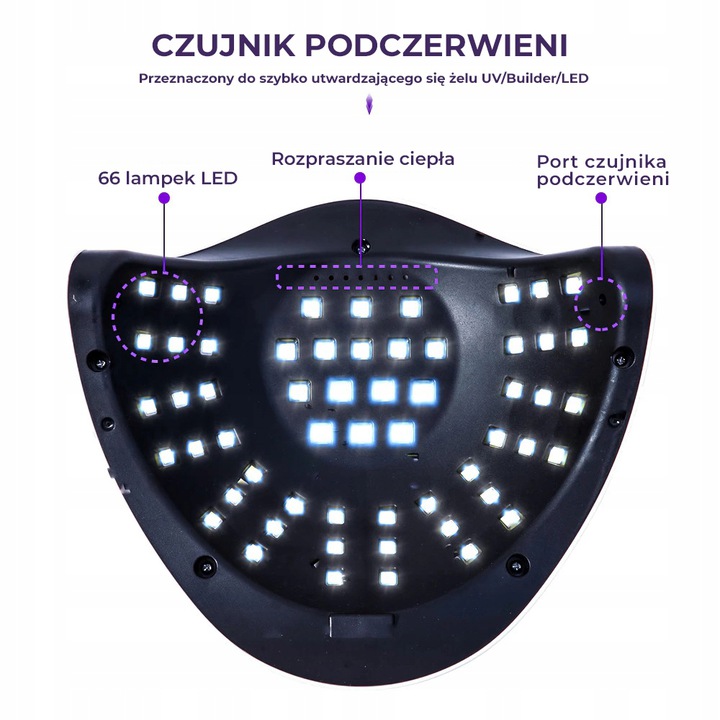 NAGU LAMPA UV LED 280W MANIKĪRS 66 LED Strādā no tīkla