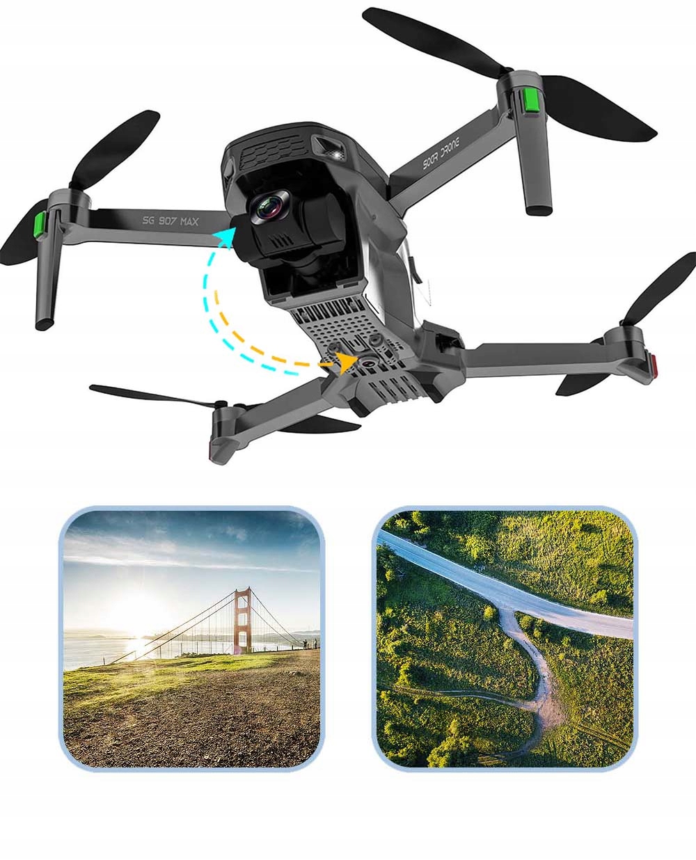 DRONE SG907 MAX 4K HD 2 KAMERAS GIMBAL GPS WIFI 5G Montāžas stāvoklis Komplekss