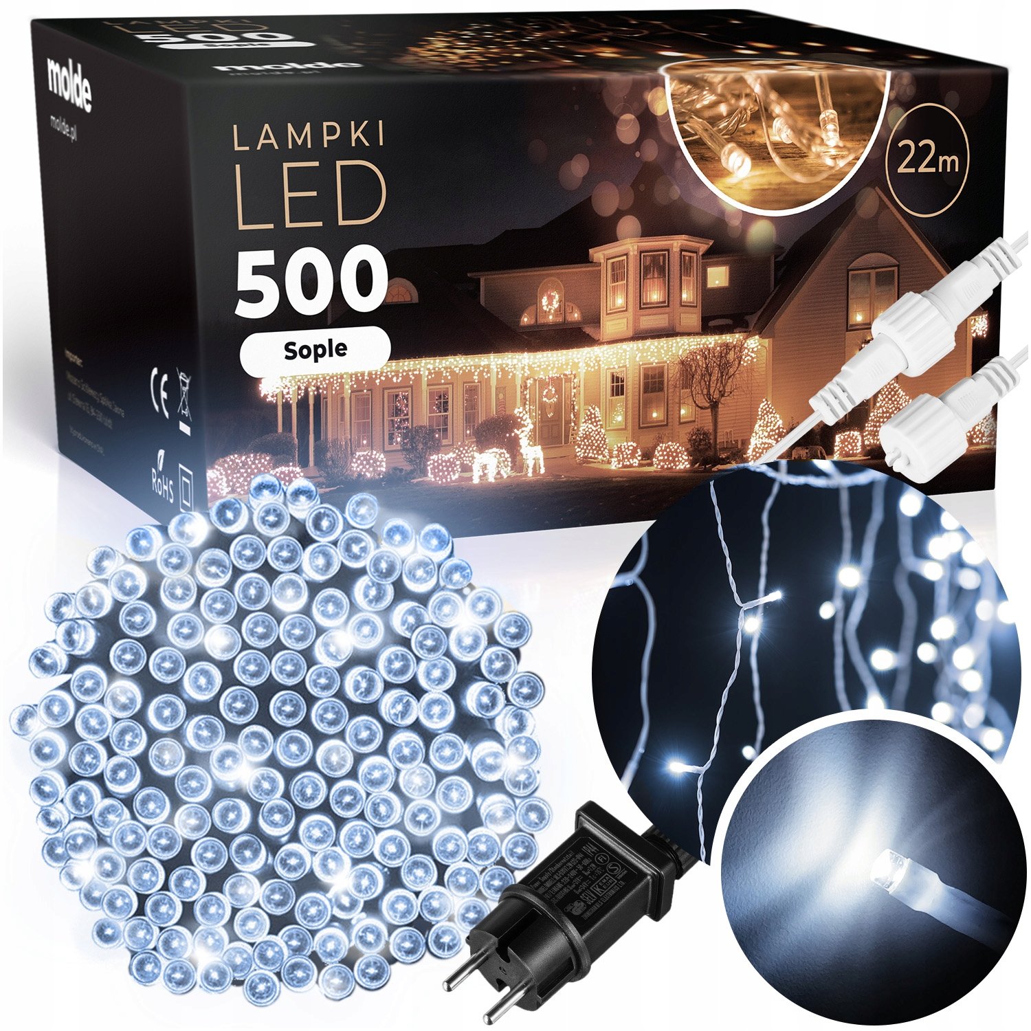 ICICLES 500 LED GAISMAS AIZKARU LAMPAS IP44 FLASH