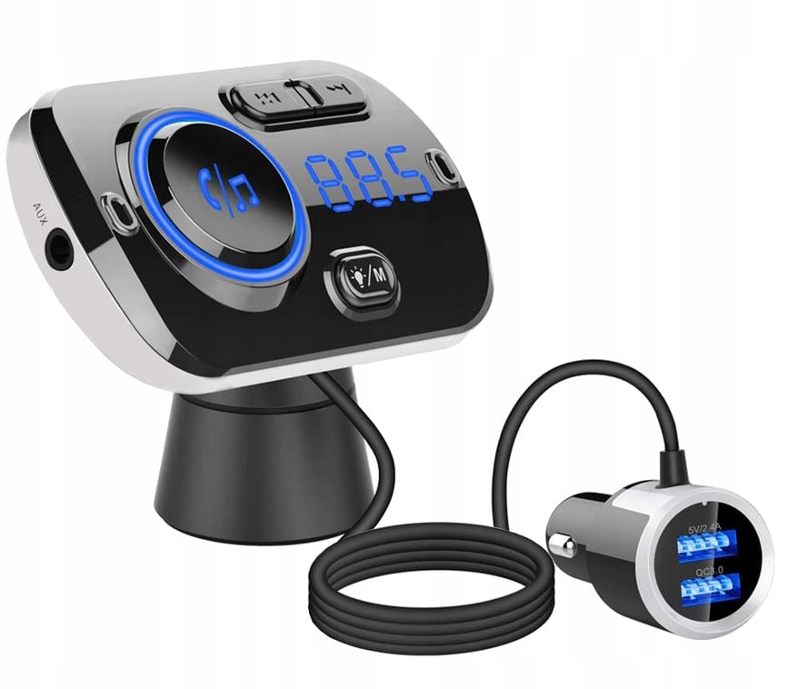 FM Bluetooth automašīnas raidītājs + lādētājs ar USB lādētāju