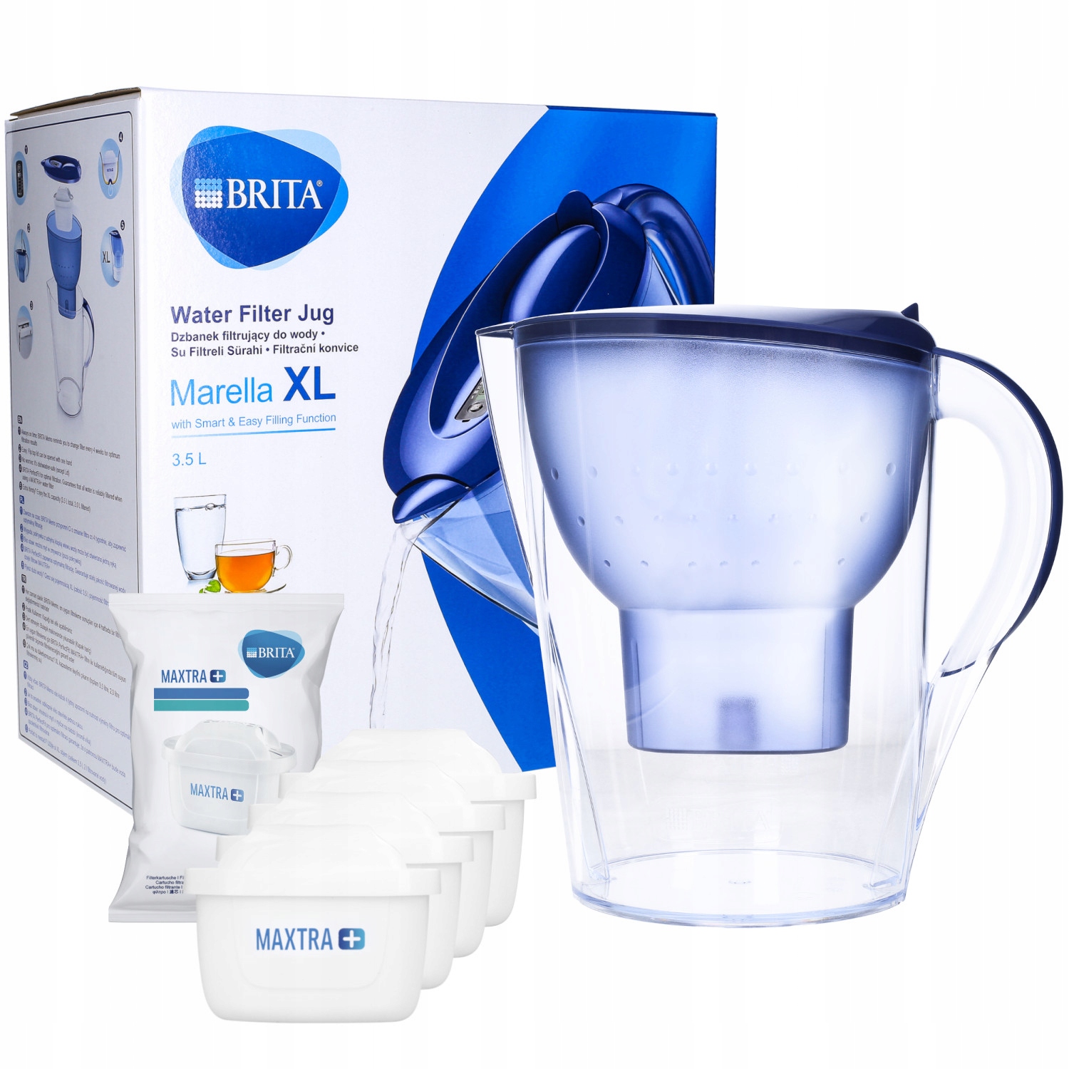 BRITA MARELLA XL ŪDENS FILTRĒŠANAS KANNA 4 FILTRI