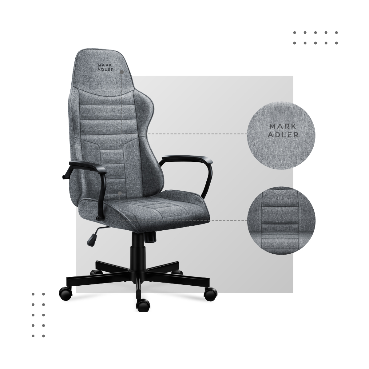 Materiały zastosowane w fotelu Boss 4.2 Grey