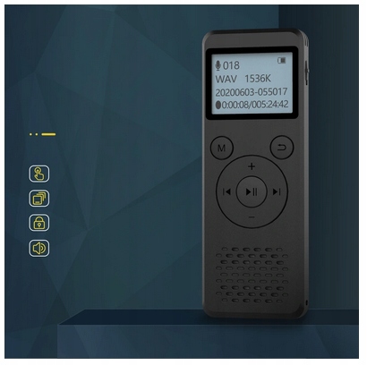 Spy Digital Voice Recorder 1536Kbps 8GB Detection Balss ierakstīšanas aktivizēšana Jā