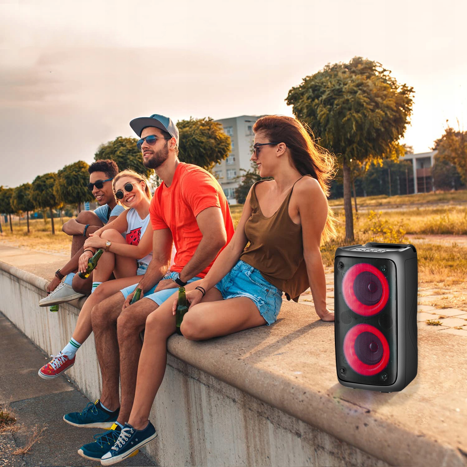 Bluetooth skaļrunis Boombox Mobile USB RADIO LED Darbojas no akumulatora un tīkla