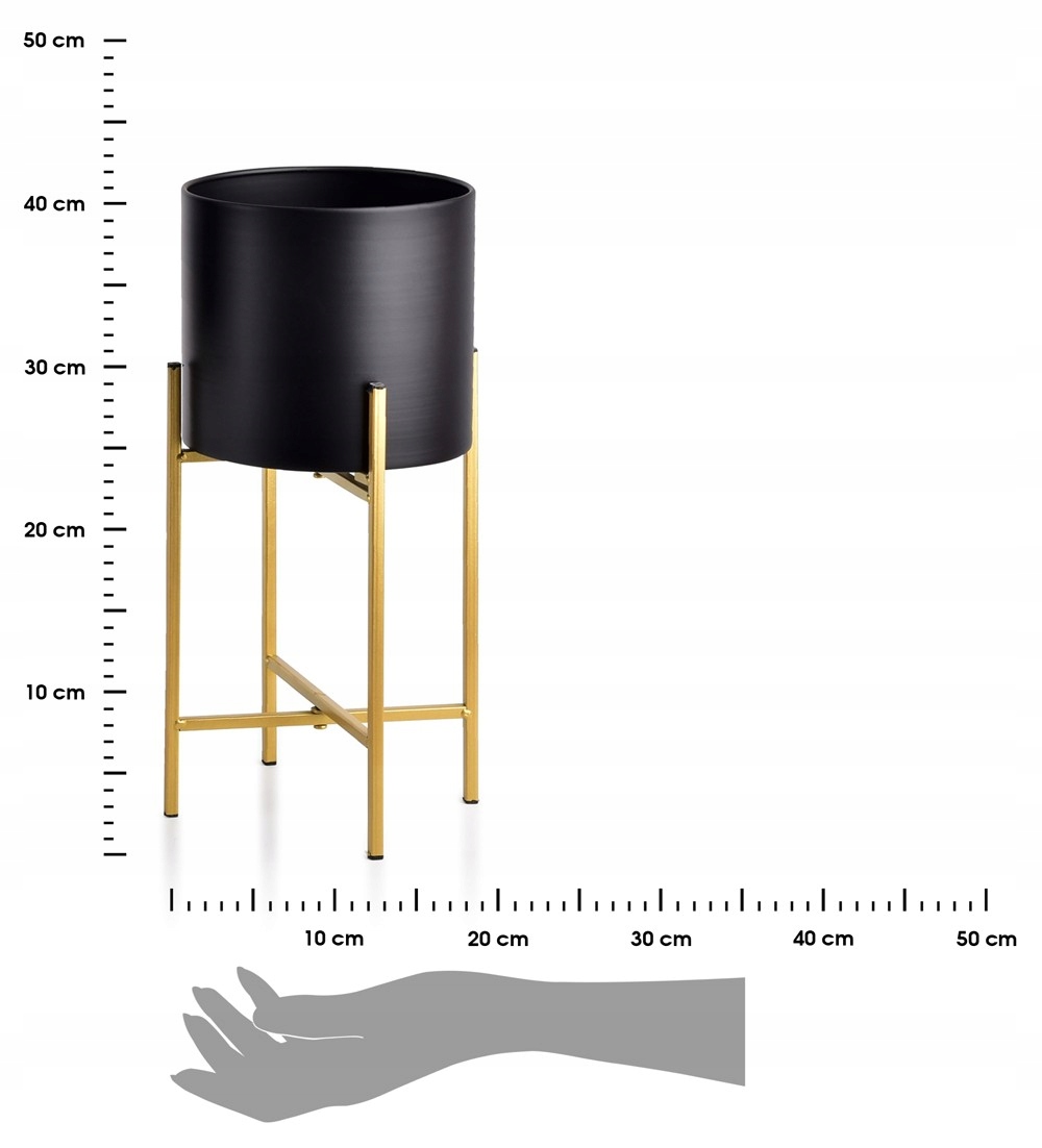 BLACK POT pod ON STAND zelta puķu dobe Produkta platums 18 cm