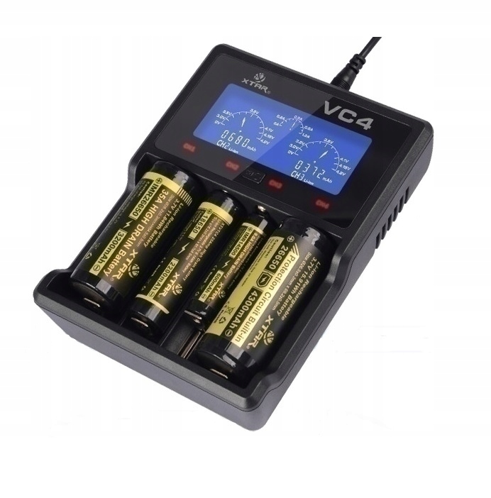 XTAR VC4 18650/32650 Li-ION/Ni-MH USB lādētājs
