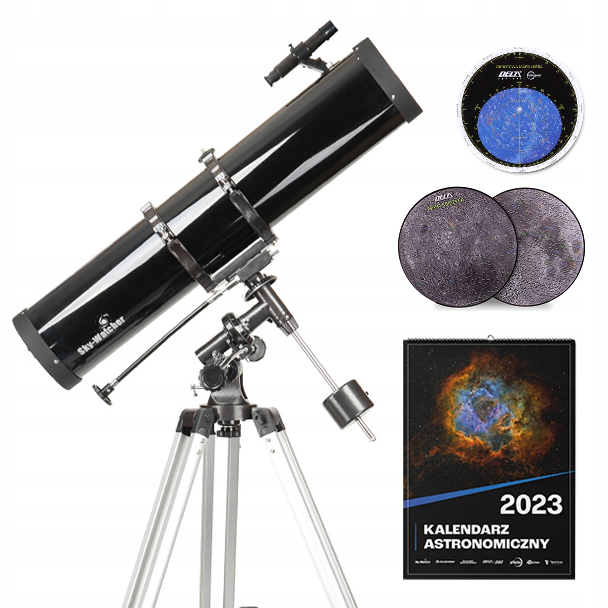 SkyWatcher1309EQ2 astronomiskais teleskops + piederumi