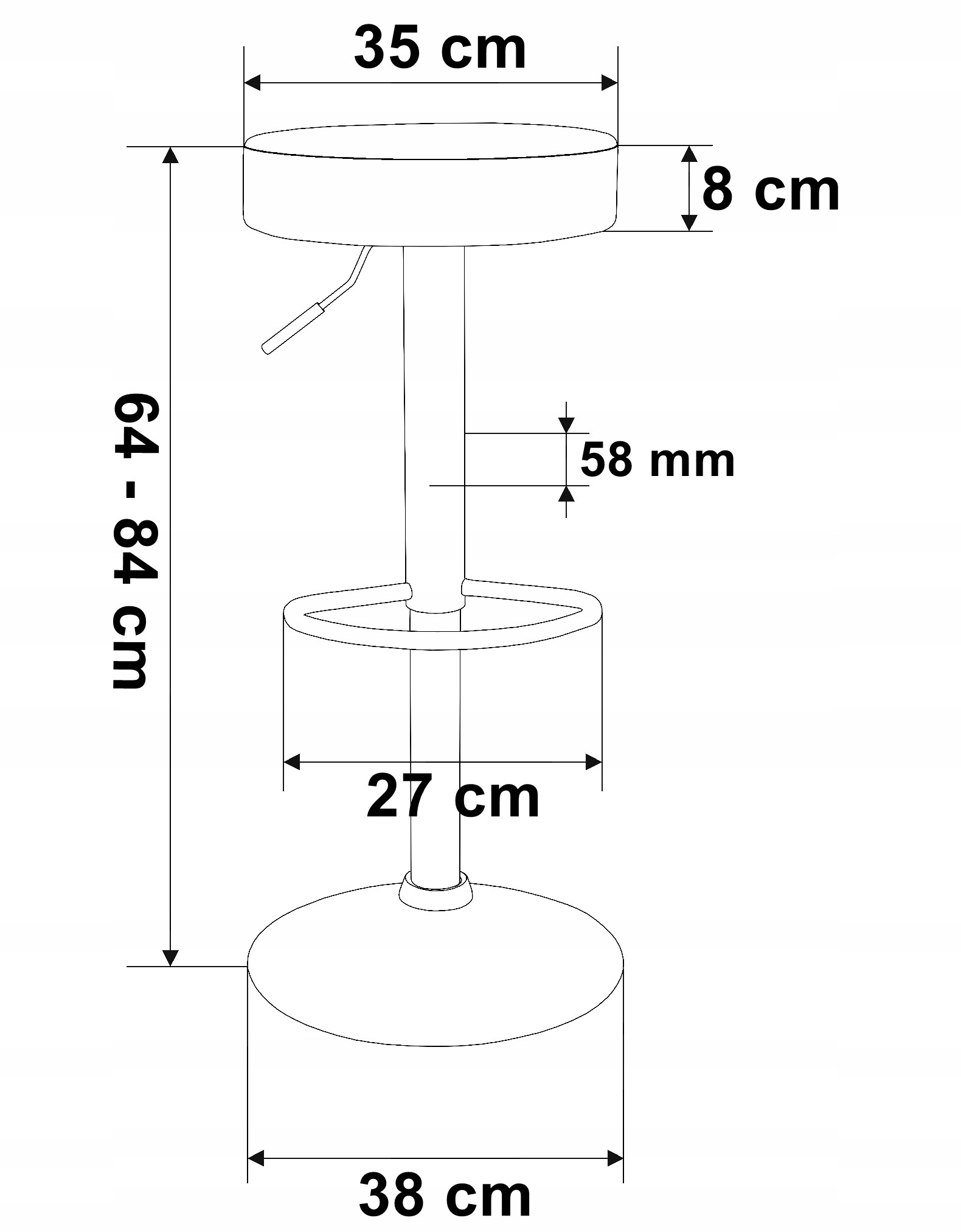 LOFT HOKER REGULĒJAMS BĀRA KRĒSLS Bāra krēsls Mēbeļu platums 38 cm