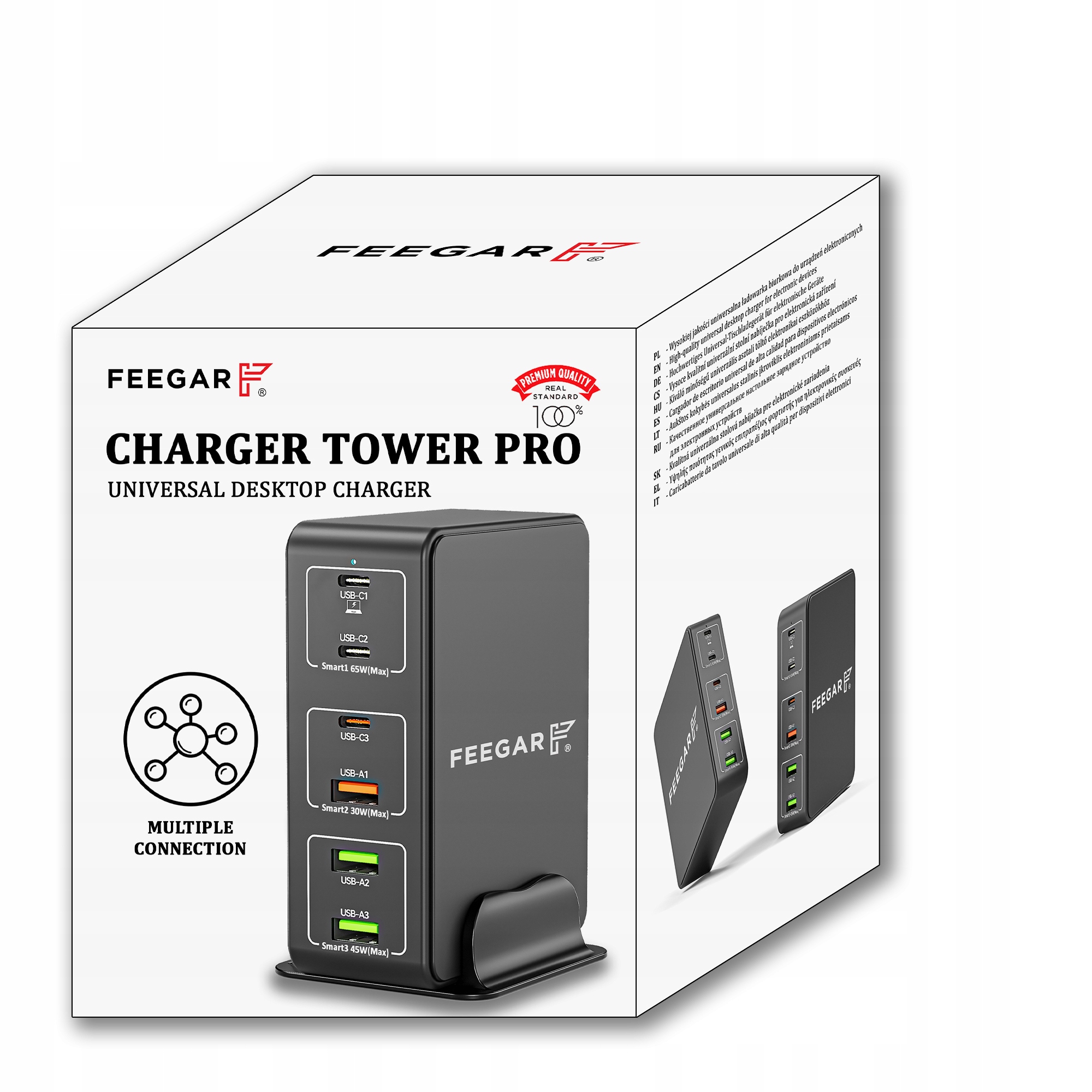 Sienas lādētājs Feegar Tower PRO 140W USB Type C Melns