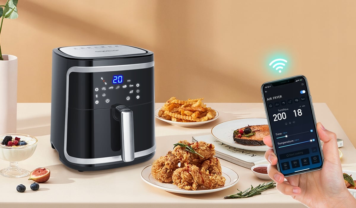 Aigostar Smart Wi-Fi Air Fryer Dominējošā krāsa melna