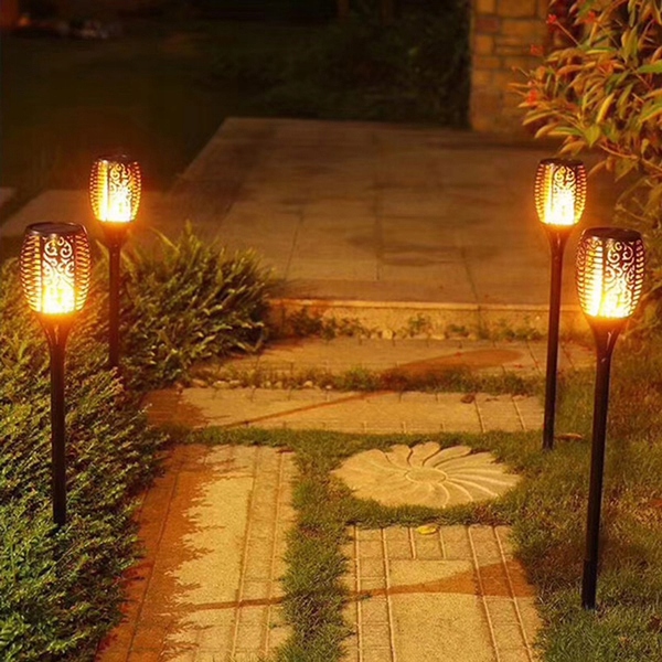 4x LED saules lampa LANTERN TORCH FLAME Dominējošā krāsa ir melna