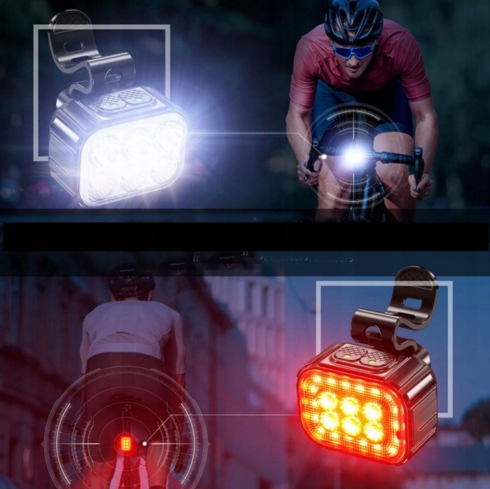 2x velosipēda lukturis SPECTER IGO 500lm priekšā un aizmugurē JAUNUMS Gaismas jauda 500lm