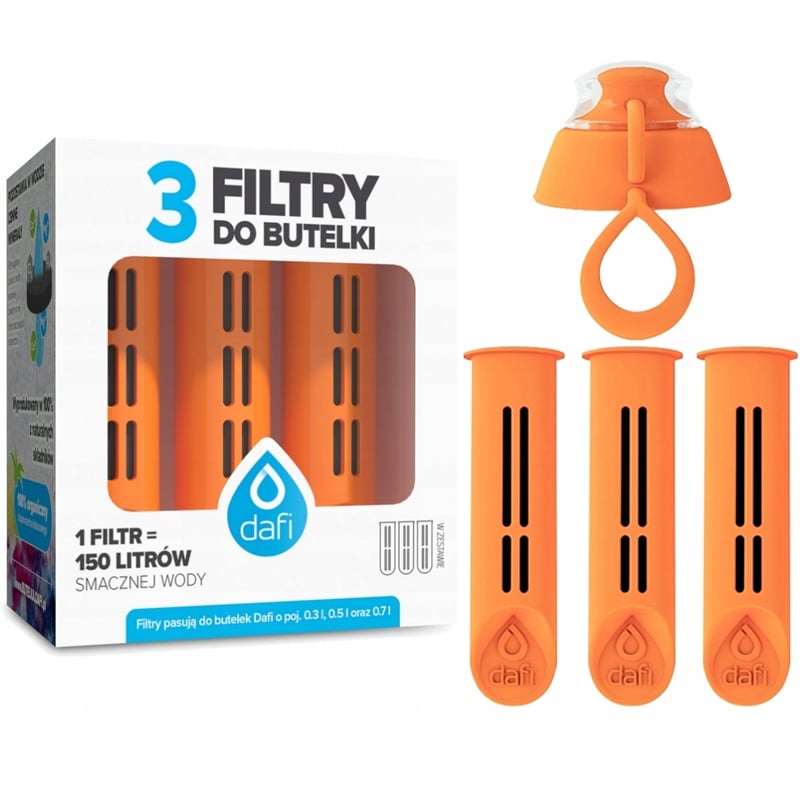 Dafi SOLID oranžā pudele + 4x filtri Trūkst kārtridžu nodiluma indikatora