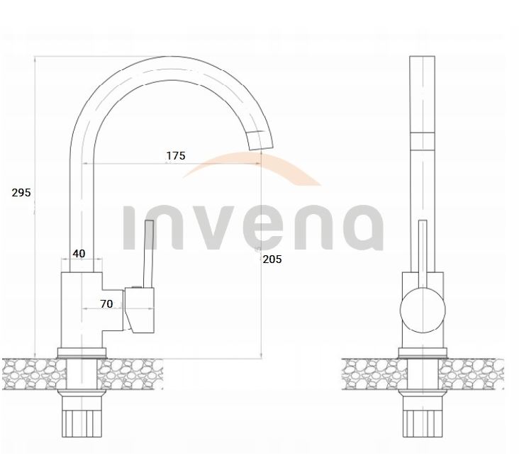 STOVIMOS VIRTUVĖS MIŠYKLĖS INVENA SOLO CHROME Spalva sidabrinė