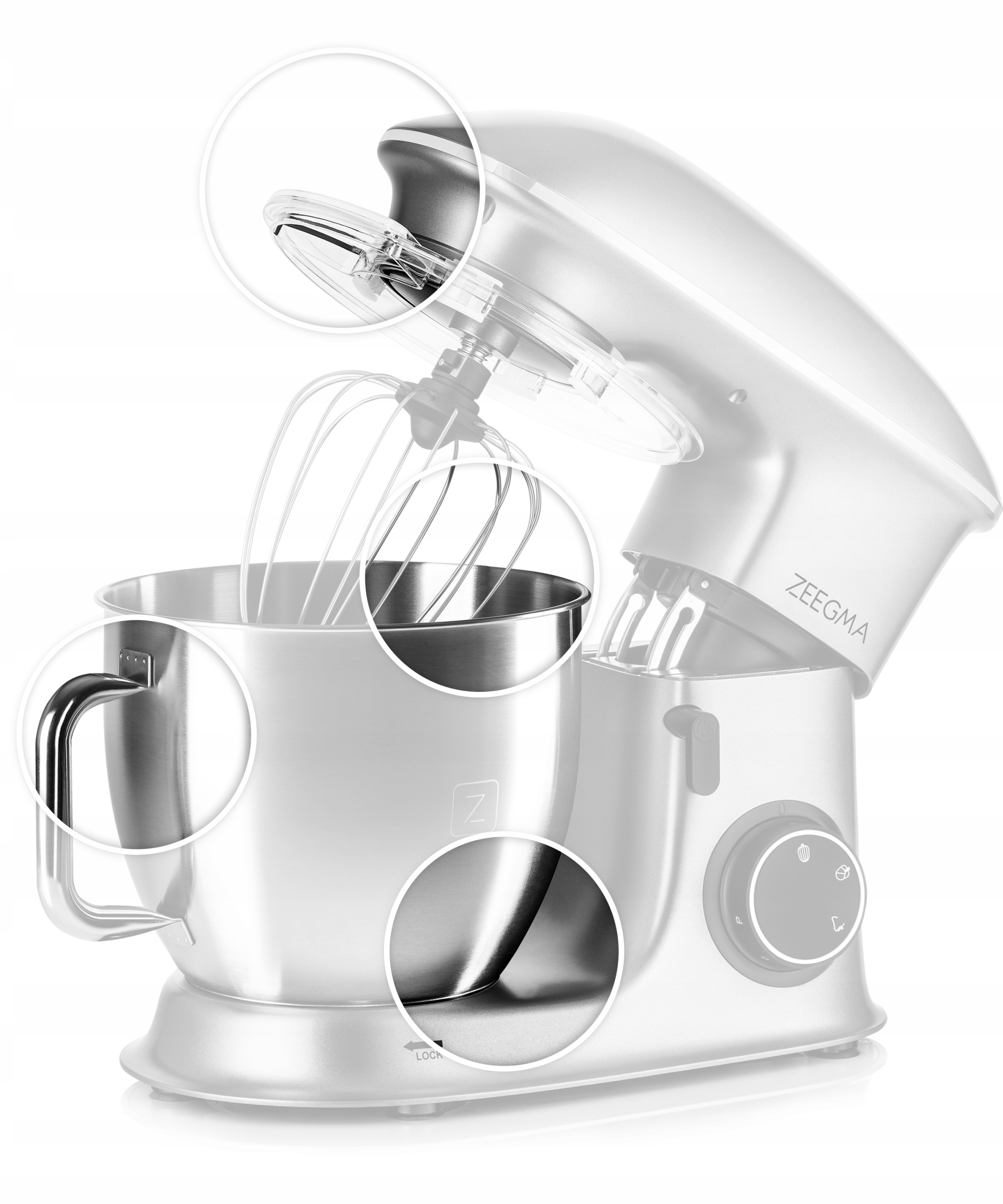 PLANETĀRĀS VIRTUVES MAŠĪNA ZEEGMA MIXER 2200W 6.5L Jauda 2200W