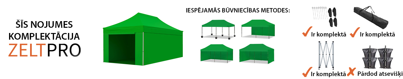 Telts komplektācija, zaļa, 3x6_