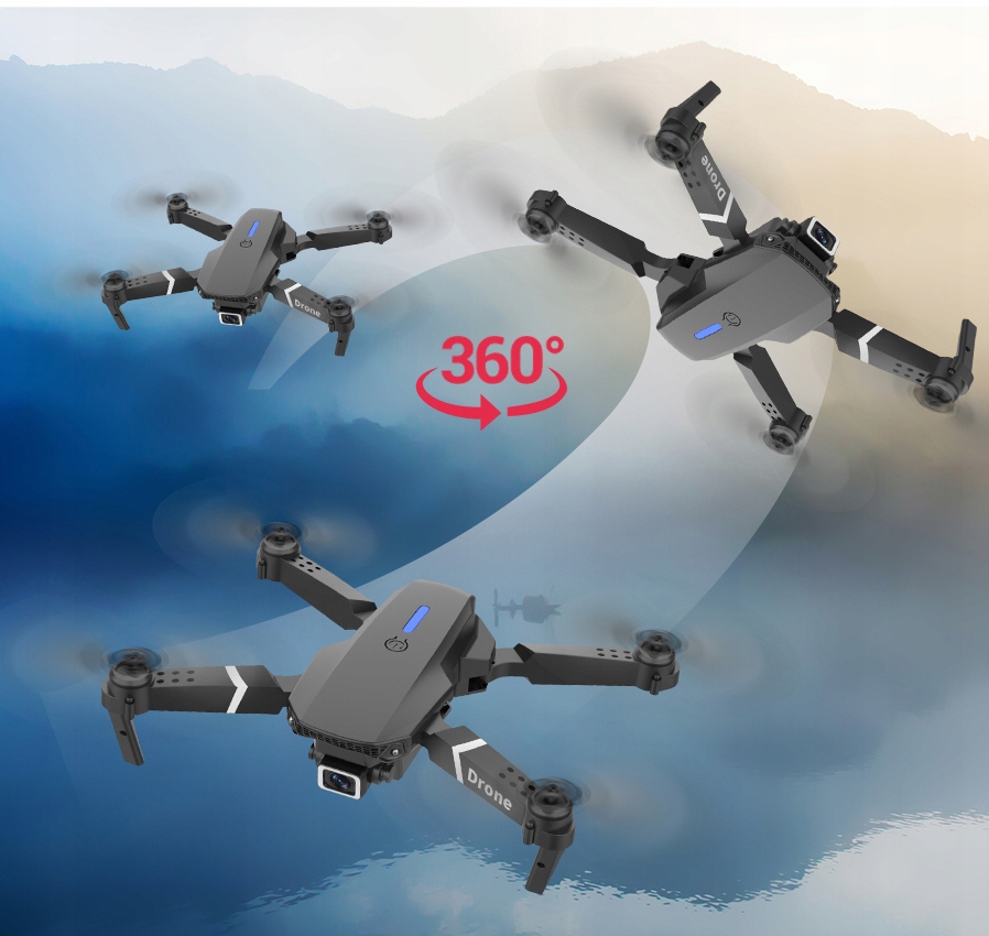 E95 PRO DRONE 2 WIFI HD KAMERAS, lidinās rotaļlieta 350m Model E95 PRO