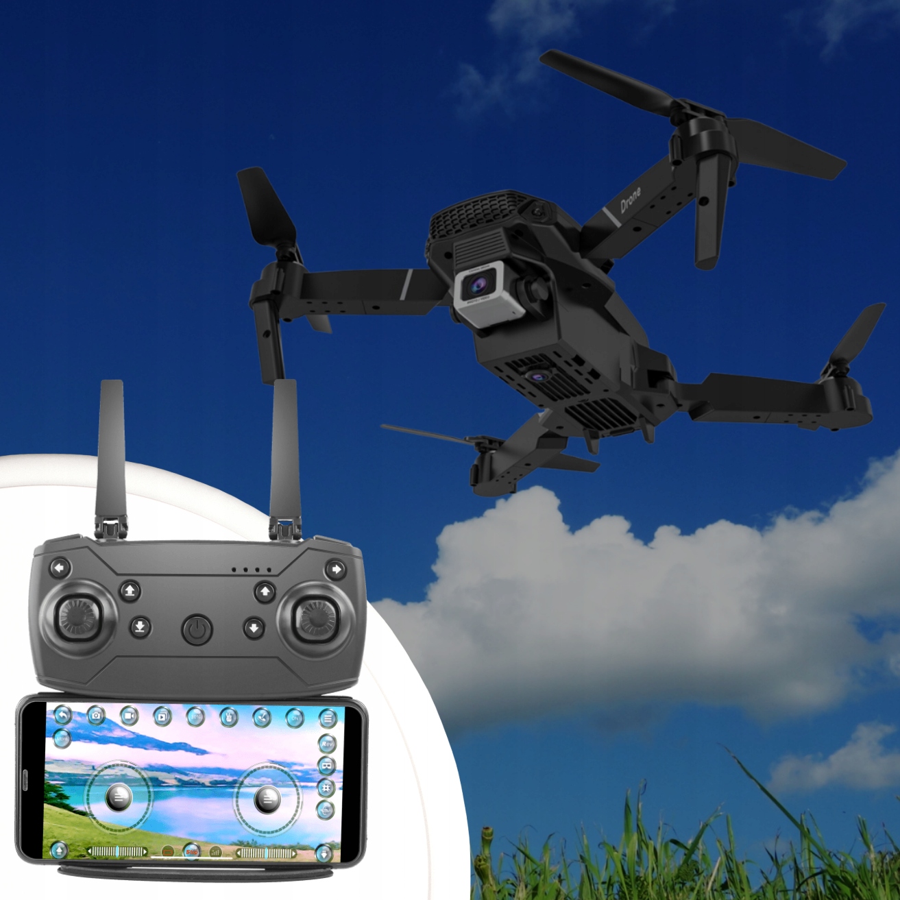 DRONE E95 PRO 2 WIFI HD KAMERAS Piekārtas Rotaļlieta 350m Produkta svars ar atsevišķu iepakojumu 0,45 kg