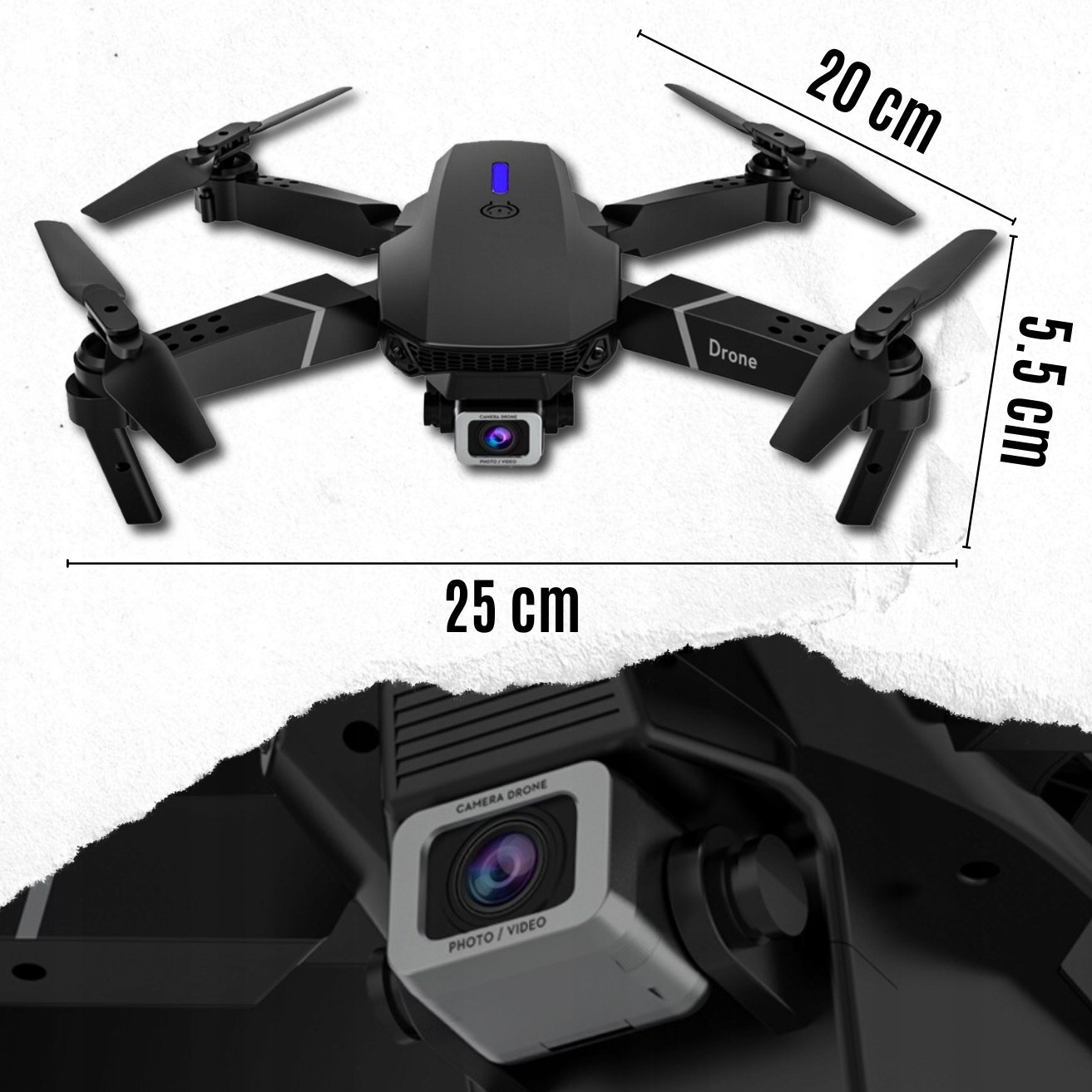 DRONE E95 PRO 2 WIFI HD KAMERA ROTAĻLIETA, svārstoša 350 m akumulatora jauda 1800 mAh