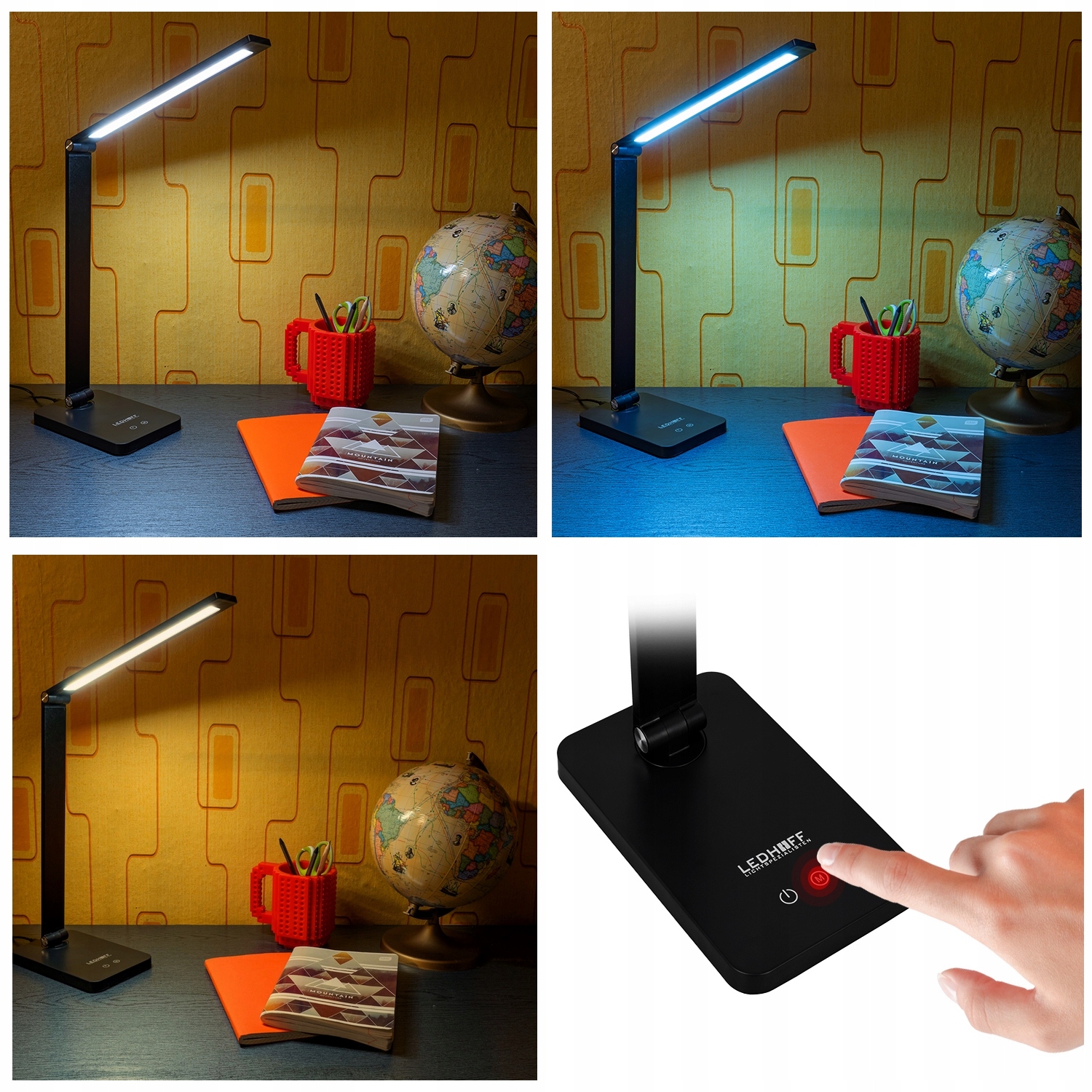 LED skolas galda lampa 3 krāsas Desk Touch Ražotāja kods FLUX-850-B-PS