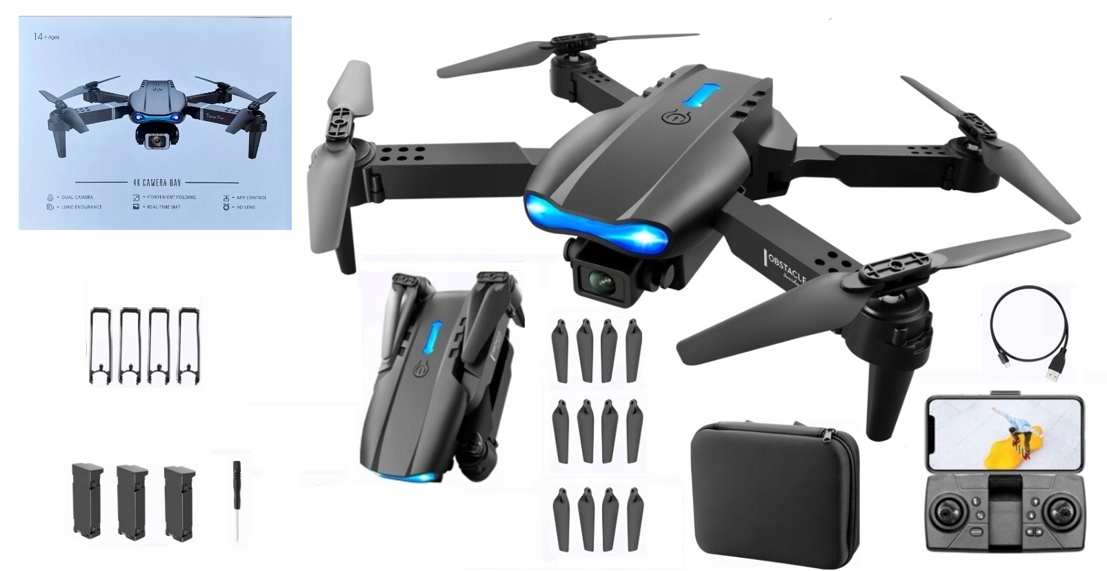 E99 PRO MAX DRONE OBSTACLE AVOIDANCE 4K WIFI KAMERA Ražotāja kods 4354365657547