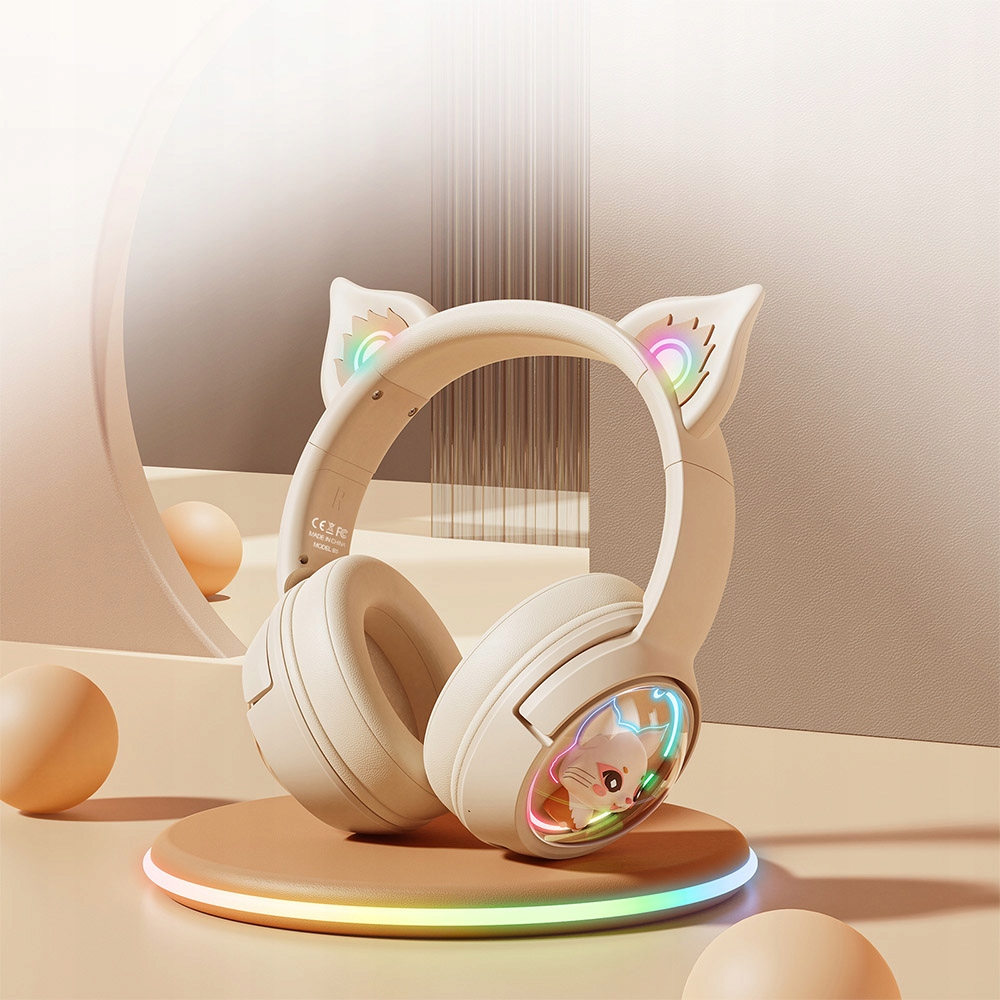 ONIKUMA B5 CAT EARS BEZVADU SPĒĻU AUSTIŅAS ON-EAR BT 5.2 RGB uzliekamās austiņas tips