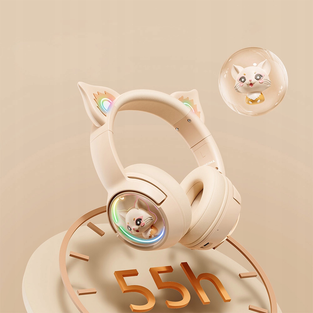 ONIKUMA B5 CAT EARS BEZVADU IESPĒJAMĀS SPĒĻU AUSTIŅAS BT 5.2 RGB Produkta svars 0,466 g