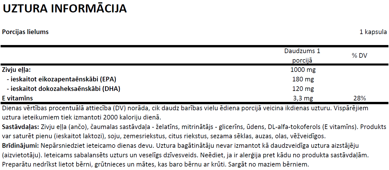 Omega-3 uztura informācija