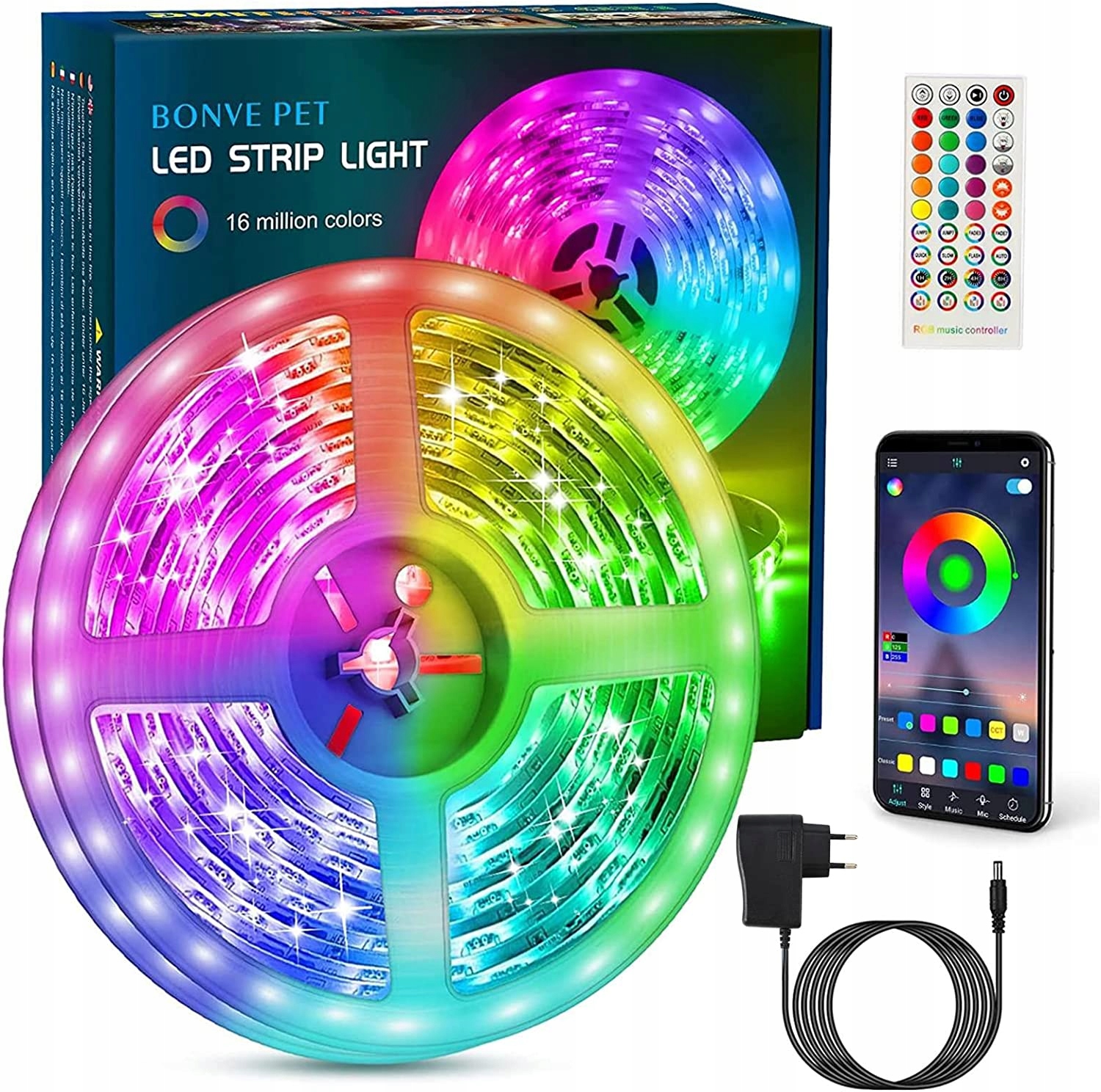 6M RGB5050 LED KOMPLEKTS Bluetooth MŪZIKAS VADĪTĀJS