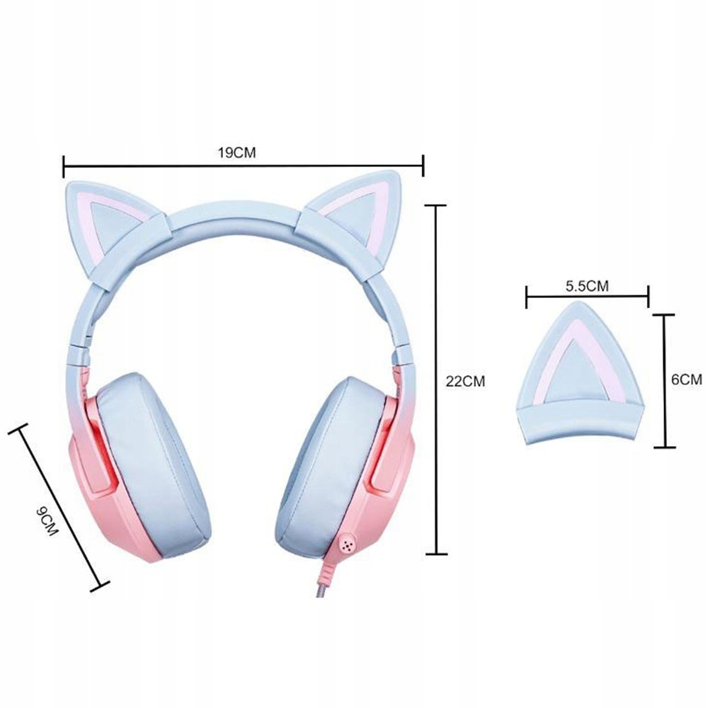 ONIKUMA K9 CAT EARS ON EAR SPĒĻU AUSTIŅAS AR MIC Slēgts dizains