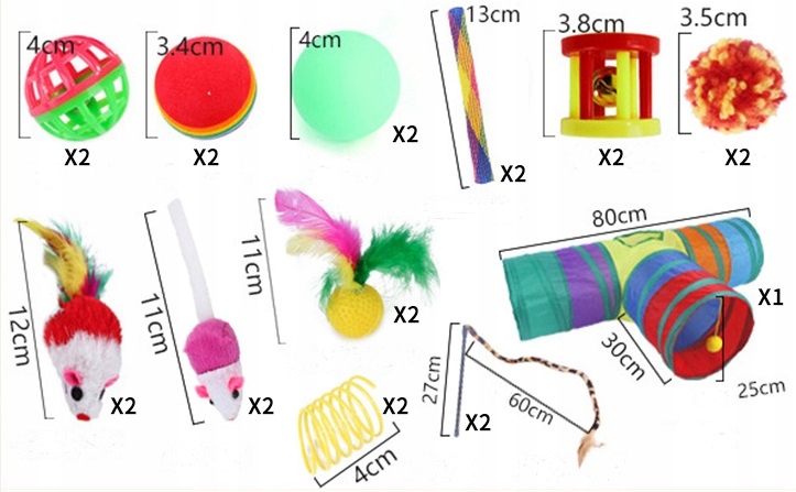 ZESTAW ZABAWEK DLA KOTA KOT DUŻY TUNEL 22 ELEMENTY PIŁKA MYSZ WĘDKA EAN (GTIN) 5903794417229