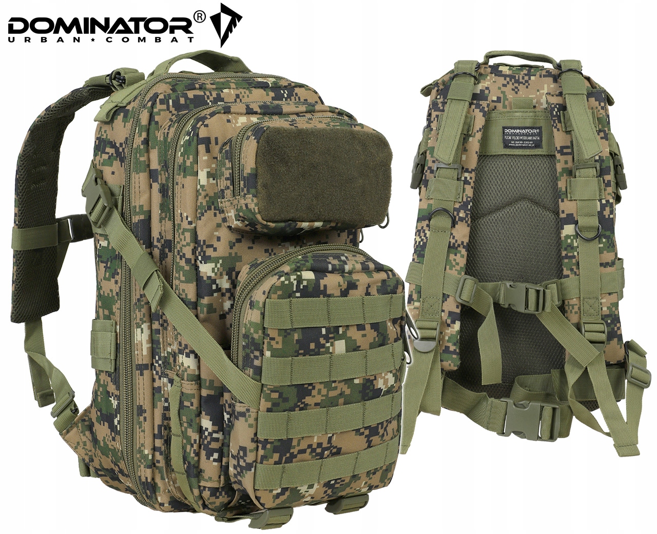 PLECAK MĘSKI WOJSKOWY DOMINATOR VELCRO WOODLAND Marka DOMINATOR