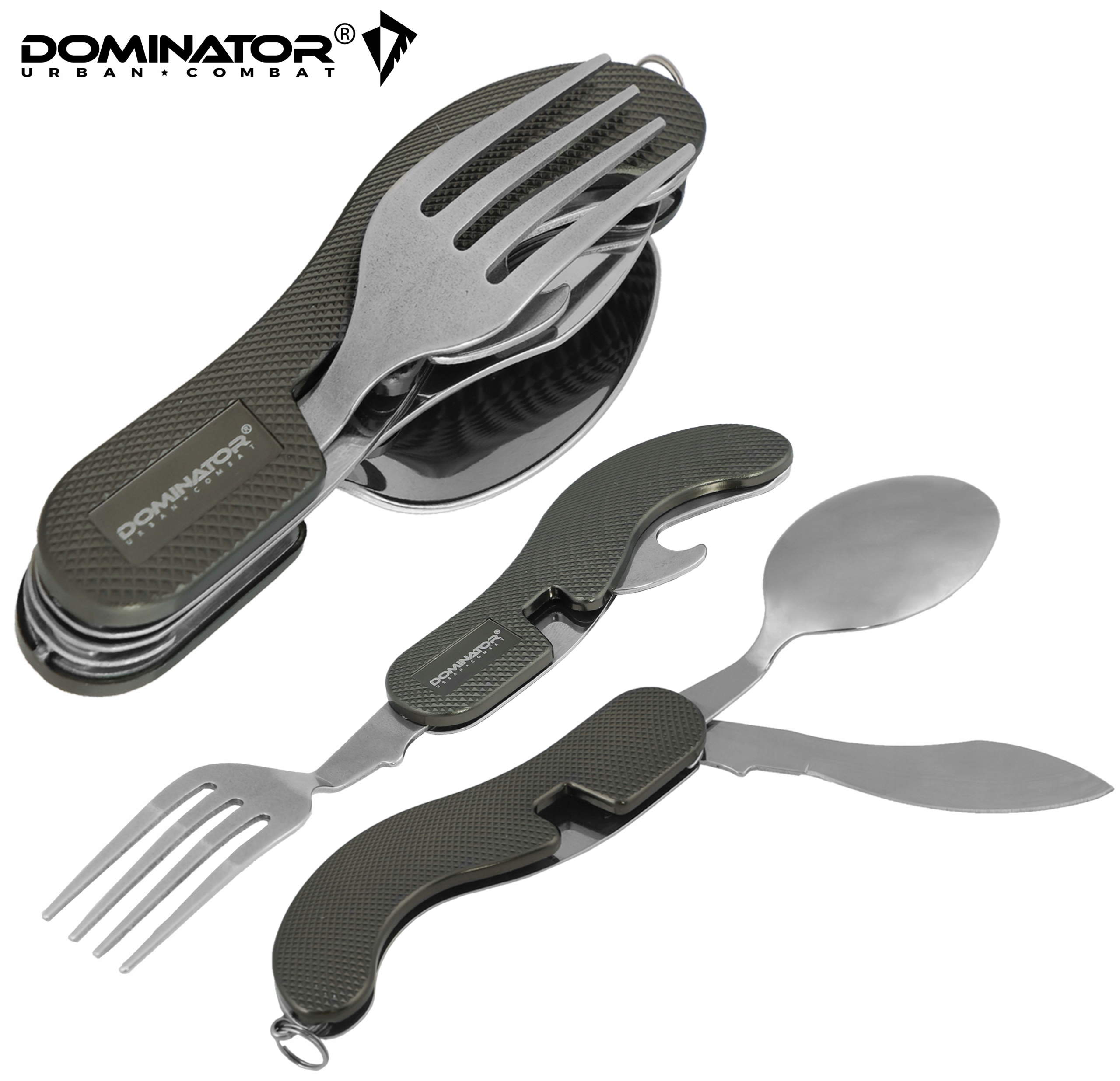 Niezbędnik Turystyczny DOMINATOR sztućce nóż składany łyżka widelec olive EAN (GTIN) 5905101219670