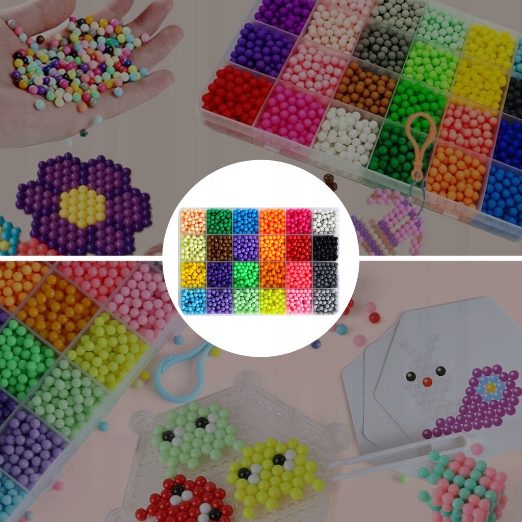 ŪDENS PĒRLES MAGIC BEADS komplekts 3000+ gab Dāvanu RAKSTI AQUA ŪDENS veidnes Minimālais bērna vecums 0