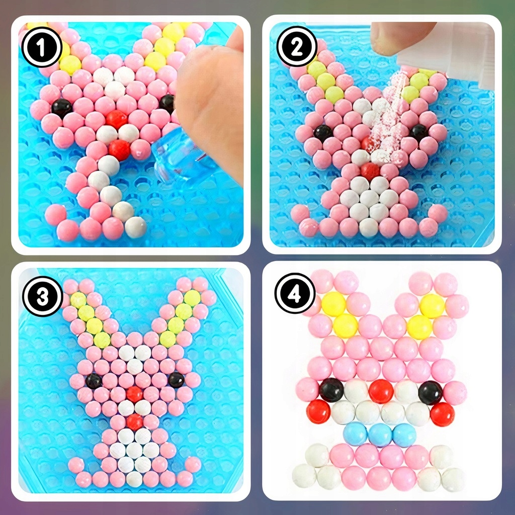 WATER BEADS MAGIC BEADS komplekts 3000+ gab. Dāvanu RAKSTI AQUA ŪDENS veidnes Produkta dziļums 4,5 cm