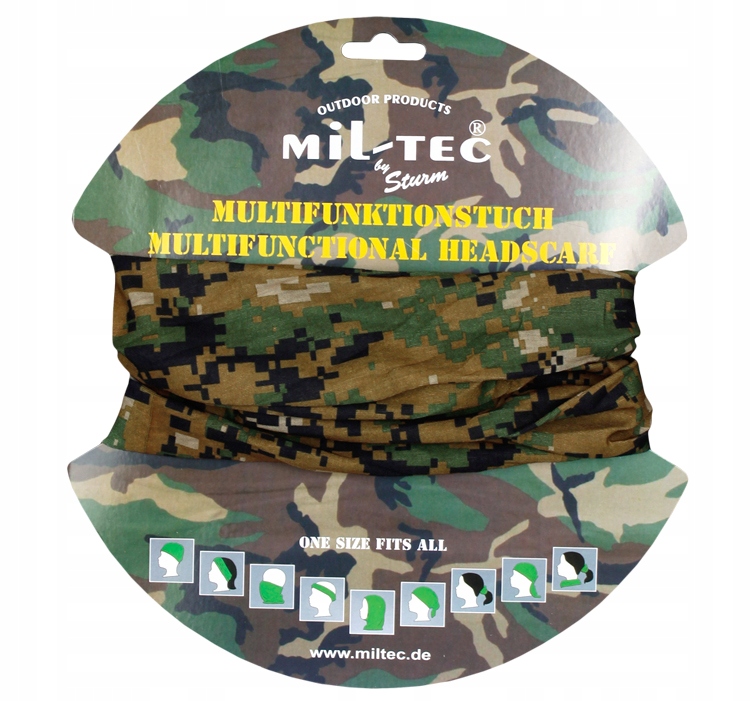 Chusta ochronna wielofuncyjna komin bandana moro Mil-Tec Digital Woodland oryginał / kopia kopia / replika