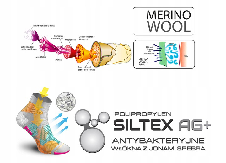 SKARPETY ZIMOWE TURYSTYCZNE 80% WEŁNA MERINO 47-50 Cechy dodatkowe antybakteryjne termoaktywne