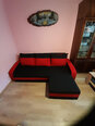 Universāls stūra dīvāns Bellezza King, melns/sarkans