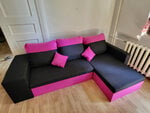 Stūra dīvāns Bellezza Dakota, rozā/melns cena
