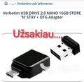 USB Verbatim 2.0 NANO 16GB STORE 'N' STAY + OTG adapteris cena