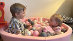 KiddyMoon apaļš bumbu baseins bērniem 90x30 cm/300 bumbiņas ∅ 7cm, rozā