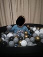 KiddyMoon apaļš bumbu baseins bērniem 90x30 cm/300 bumbiņas ∅ 7cm, melns