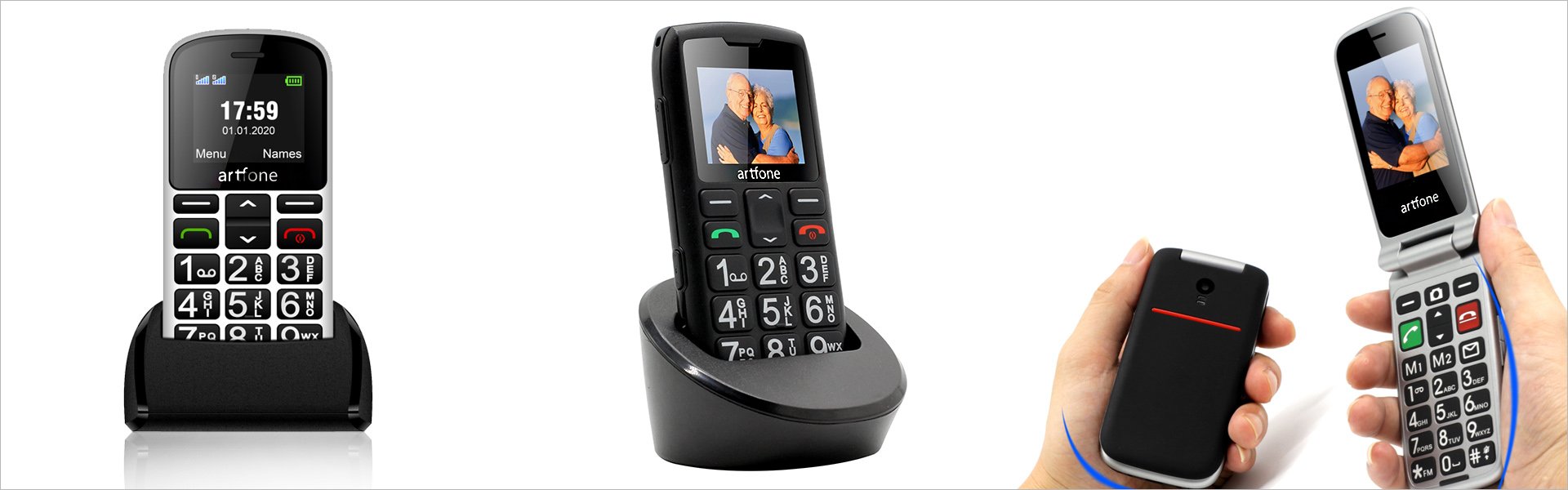 Senioru tālrunis Artfone C1+, Dual SIM Black Artfone